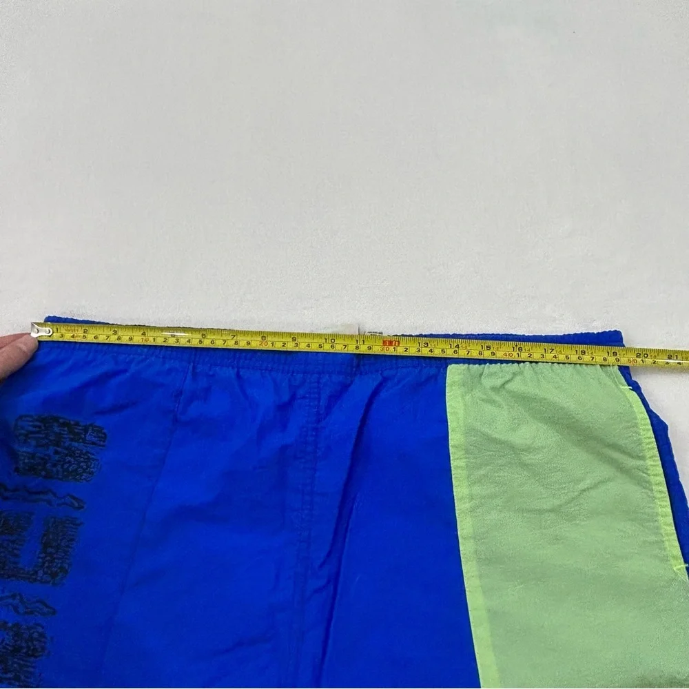 Vintage 90s Surf Gear Blue & Mint Green Swim Trunks Board Shorts Mens XL 36/38